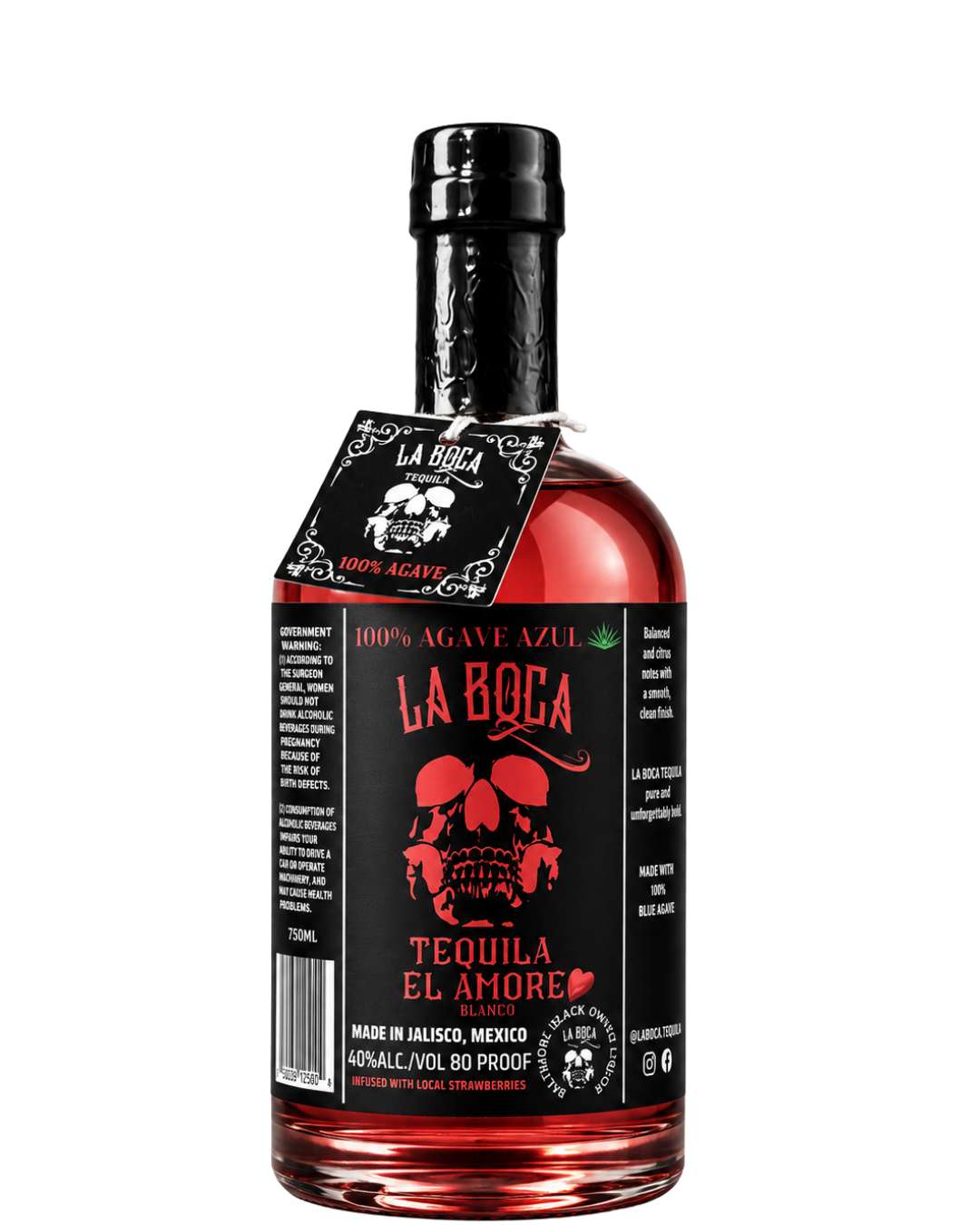 La Boca El Amore Strawberry Infused Tequila bottle