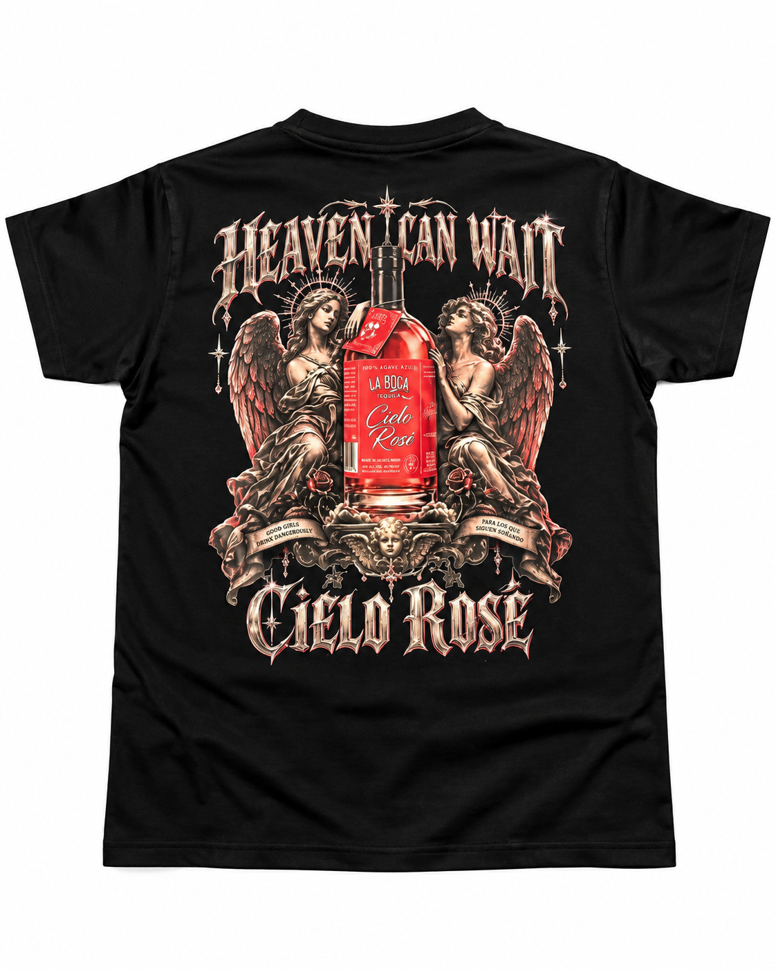 DJ Sky High Baby x La Boca Cielo Rosé Pink Tequila “Heaven Can Wait” Graphic T-Shirt